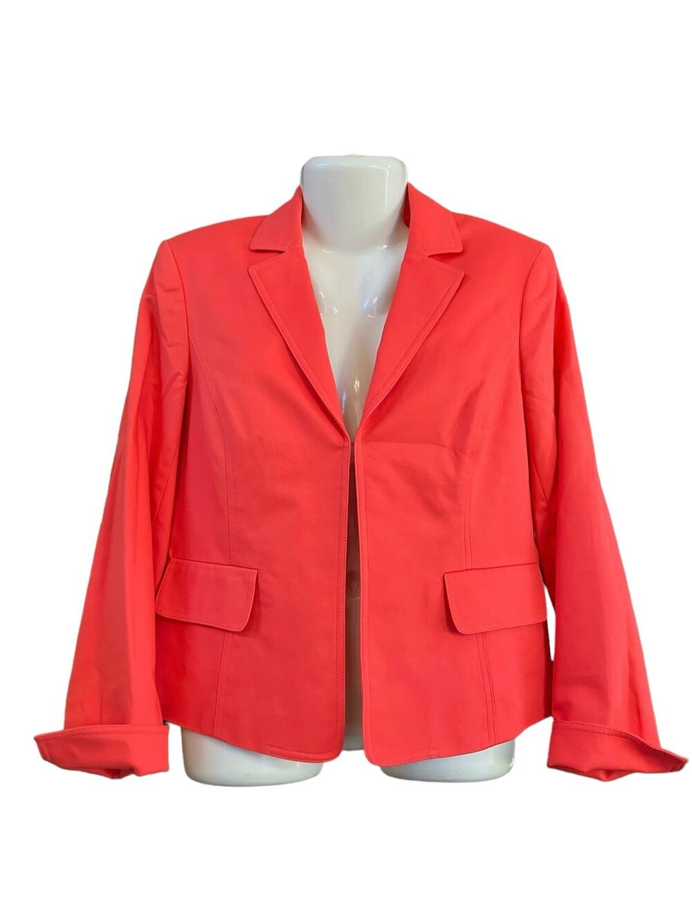 Jones Wear Women's Coral/Pink Hook Front Stretch Long Sleeve Career Blazer SZ 8